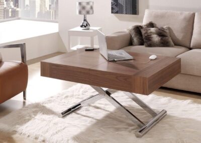 mesa pequena comedor madera patas aluminio