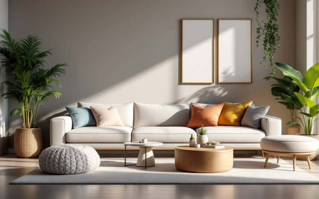 A photograph of a stylishly decorated living room that showcases a harmonious arrangement of furniture