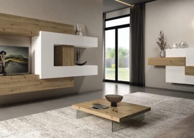 modelo canoil en madera clara y blanca